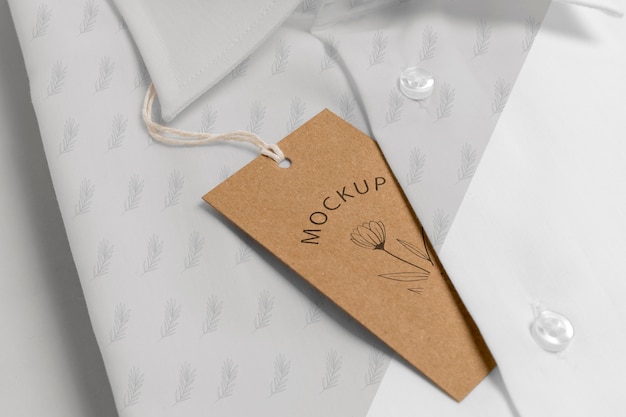 PSD eco-friendly price tag on formal shirt mock-up