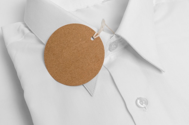 PSD eco-friendly price tag on formal shirt mock-up