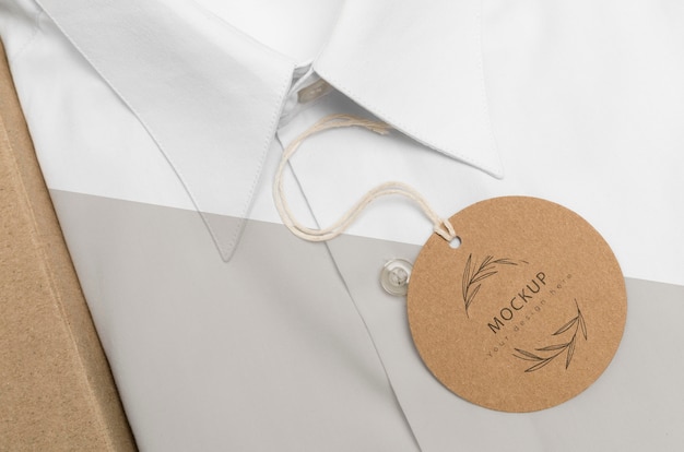 PSD eco-friendly price tag on formal shirt mock-up