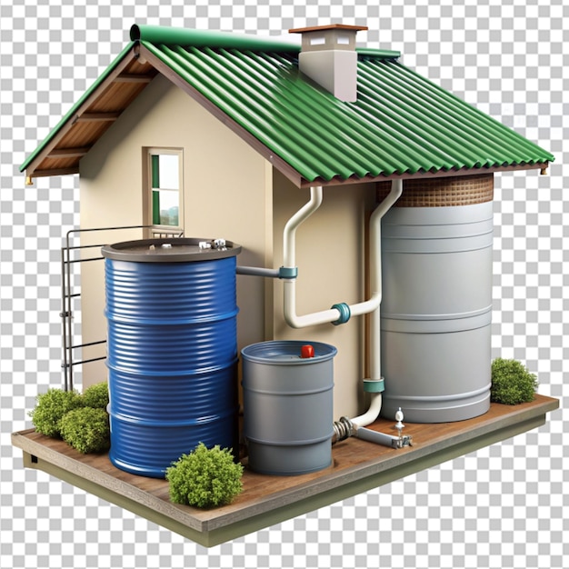 PSD eco friendly rainwater harvesting systems on transparent background