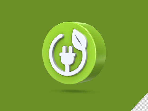 Eco and green environment 3d icon, ecology and green energy 3d icon