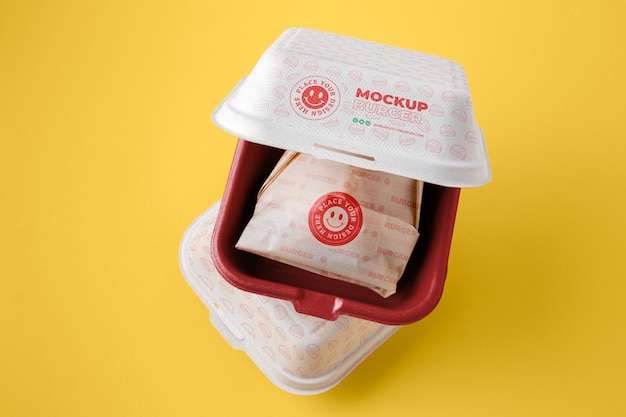 Eco hamburgerdoos mockup-ontwerp