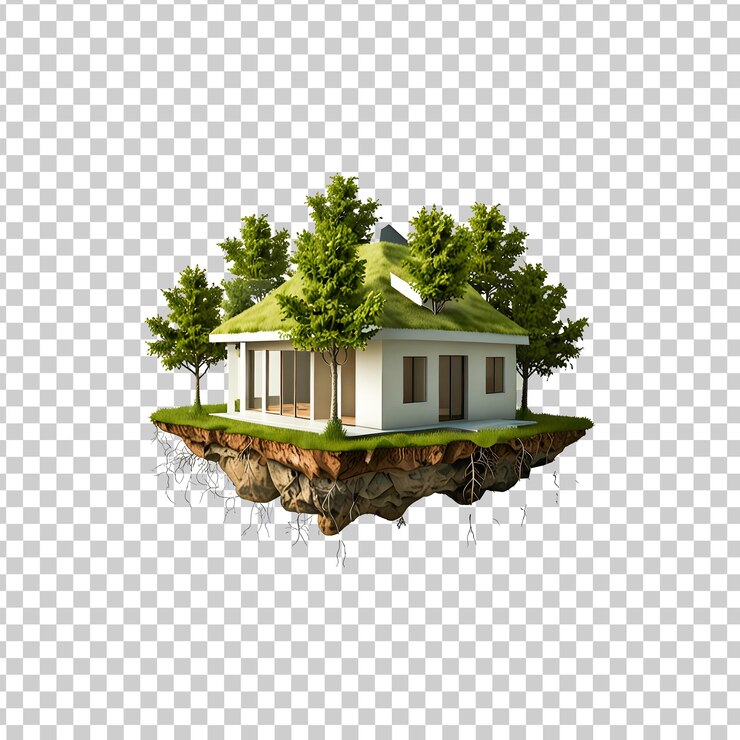 PSD eco home isolated on transparent background