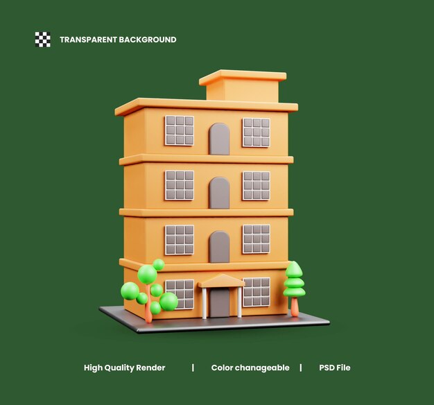 Eco house 3d icon illustration or 3d city building 3d icon illustration