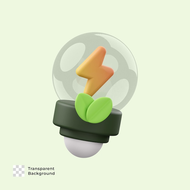 PSD illustrazione dell'icona di rendering 3d della lampadina ecologica