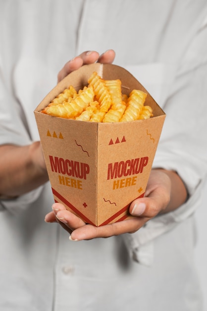 Eco packaging mockup held in hand