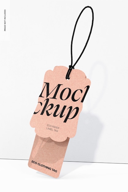 Eco paper label tag mockup, floating