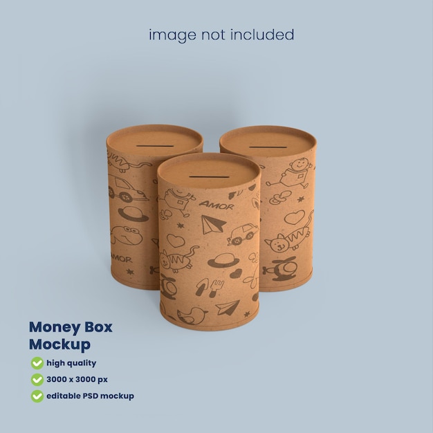 Eco paper money box psd mockup