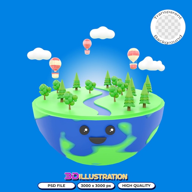 Eco Planet 3D Illustration