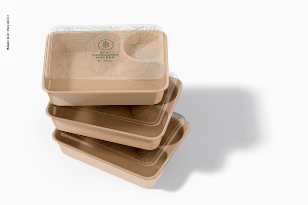 Eco Rectangular Food Container Mockup Stacked