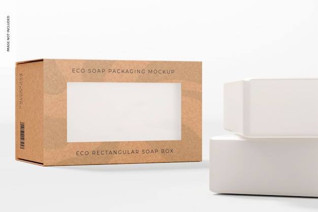 PSD eco rectangular soap box mockup, perspective 02