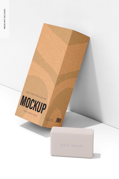 Mockup di scatola di sapone ecologico, appoggiato