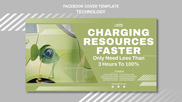 PSD modello di copertina facebook con tecnologia ecologica