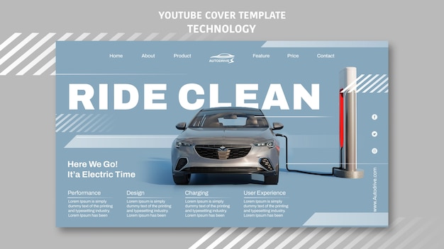 PSD eco technology youtube cover template