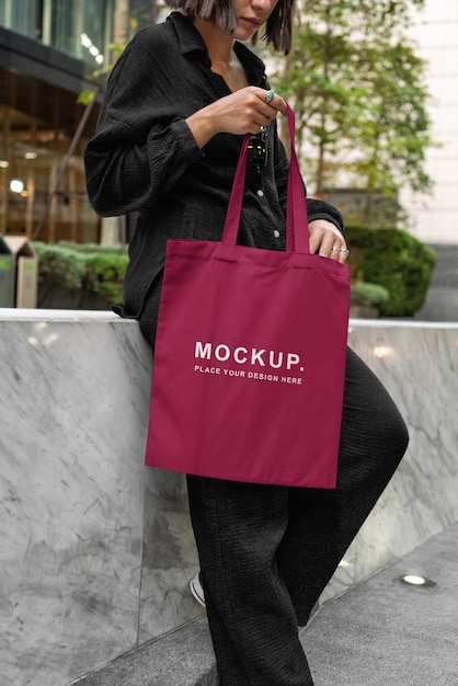 Eco tote bag mockup urban style