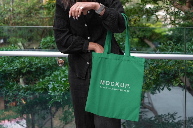 Eco tote bag mockup urban style