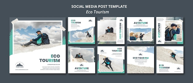 PSD modello di post sui social media di turismo ecologico