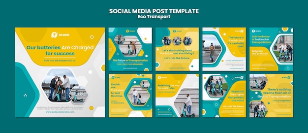 PSD eco transport instagram posts design template