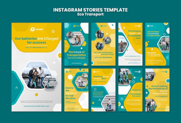 PSD modello di progettazione di storie di instagram di trasporto ecologico