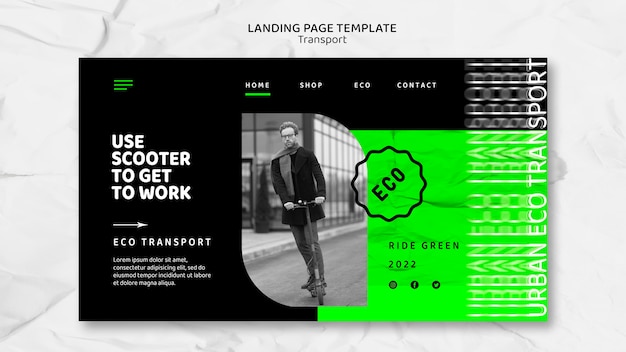 PSD modello di pagina di destinazione del trasporto ecologico