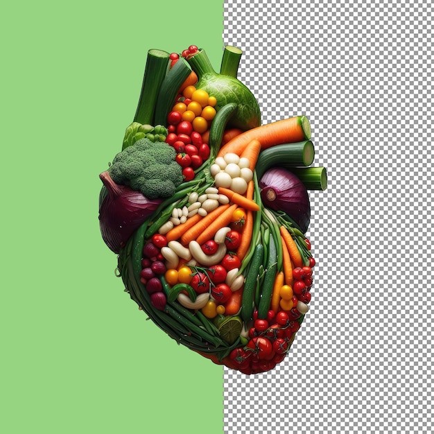 PSD ecofriendly human heart design using vegetables png