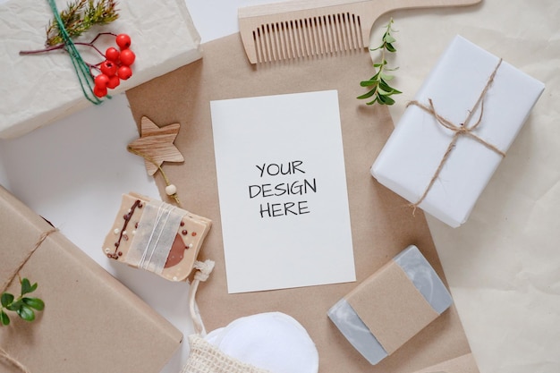 PSD ecological christmas zero waste mockup card