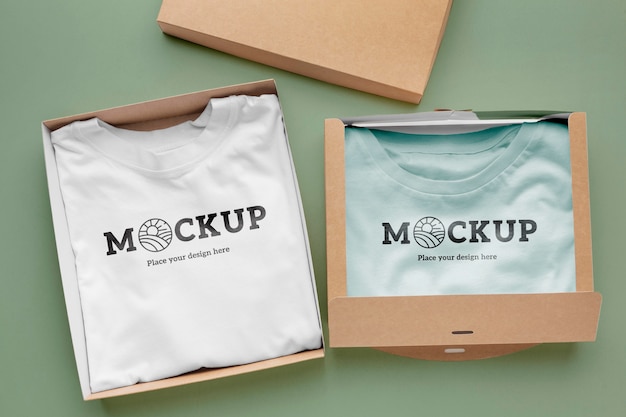 PSD mockup di packaging per t-shirt ecologica