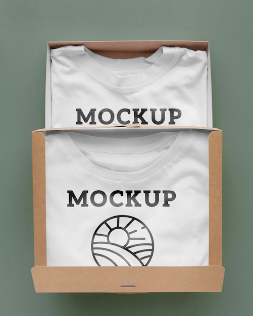 PSD mockup di packaging per t-shirt ecologica