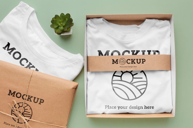 PSD ecological t-shirt packaging mockup