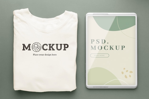 Mockup di imballaggio per t-shirt ecologica