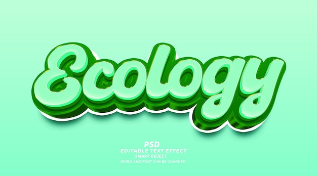 Ecologie 3d bewerkbaar teksteffect psd-sjabloon