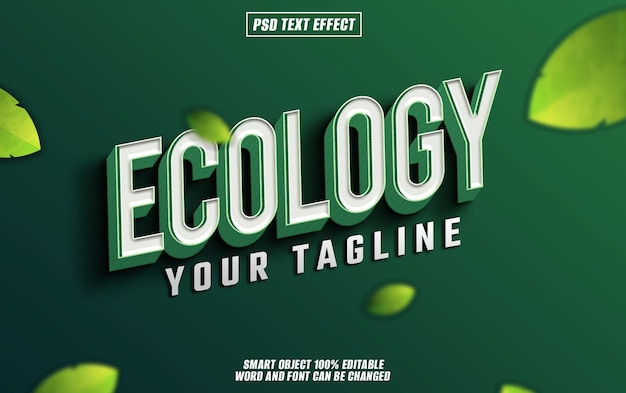 ecologie tekst effect lettertype bewerkbare typografie 3d tekst