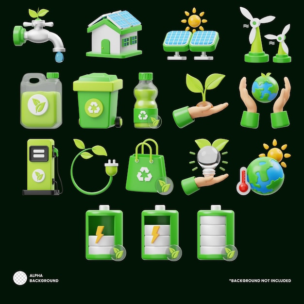 PSD ecology 3d icon set