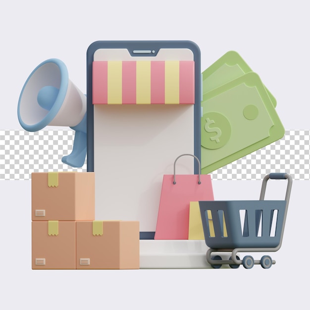 Illustrazione 3d di e-commerce