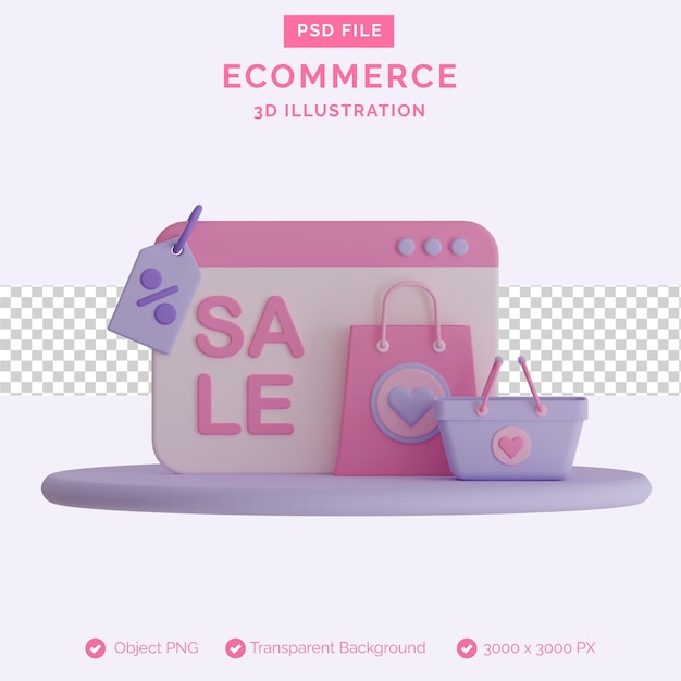 Illustrazione 3d di e-commerce