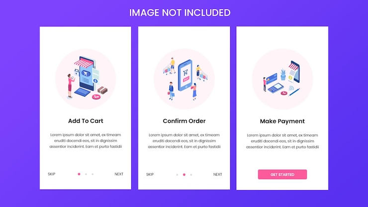 PSD ecommerce app onboarding ui
