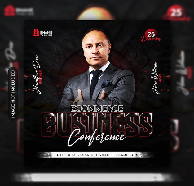 Ecommerce business conference square flyer or instagram social media post web banner template