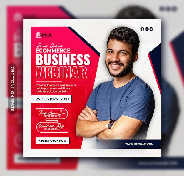 PSD banner di post di instagram sui social media del webinar aziendale di e-commerce