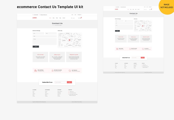 PSD ecommerce contact us template ui kit