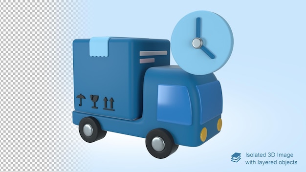 Ecommerce delivery truck with clock