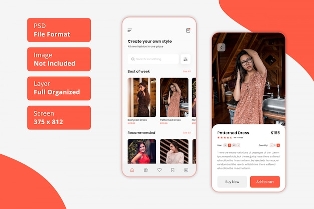 PSD ui app mobile per e-commerce