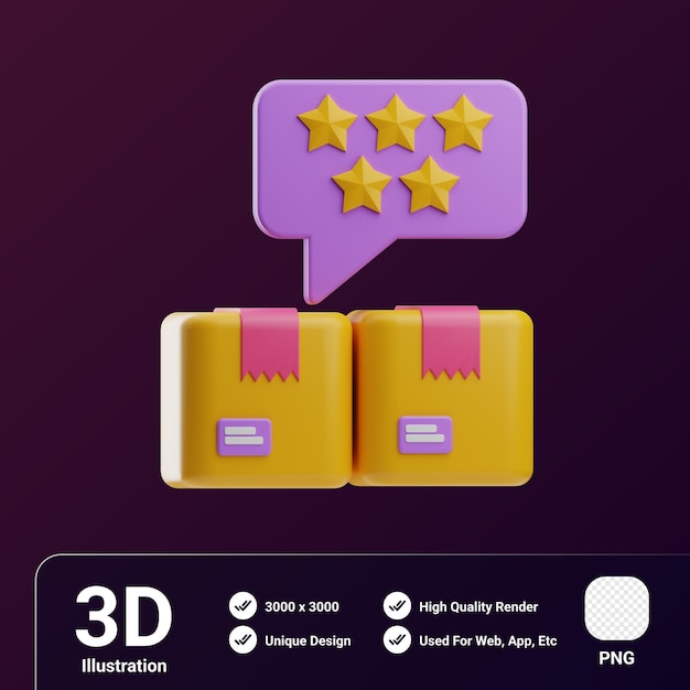 Ecommerce and shopping object rating 3d illustration