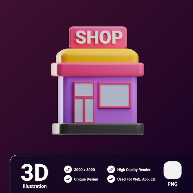 PSD ecommerce and shopping object shop 3d illustration