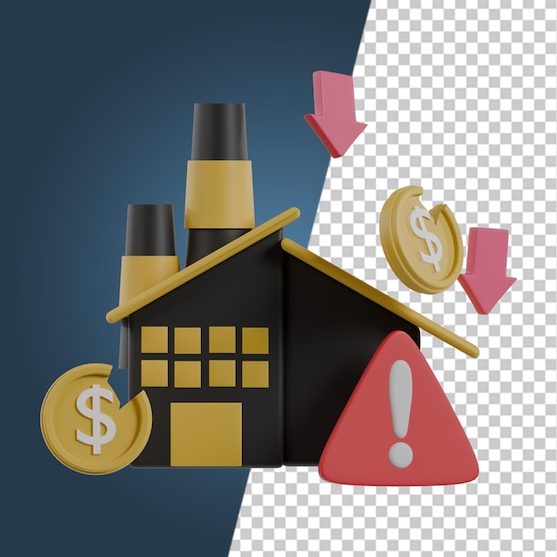 Экономическая рецессия и тарифы 3D иконы Render Clipart