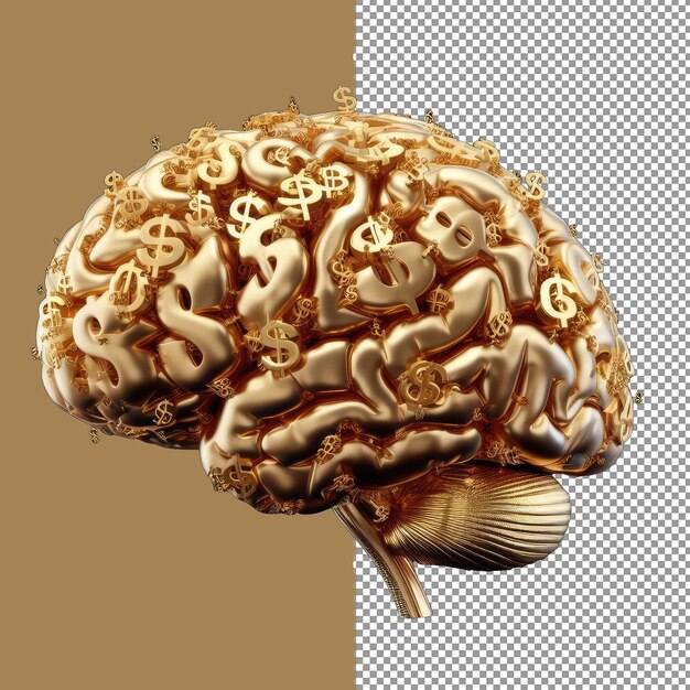 PSD economically themed 3d human brain design png