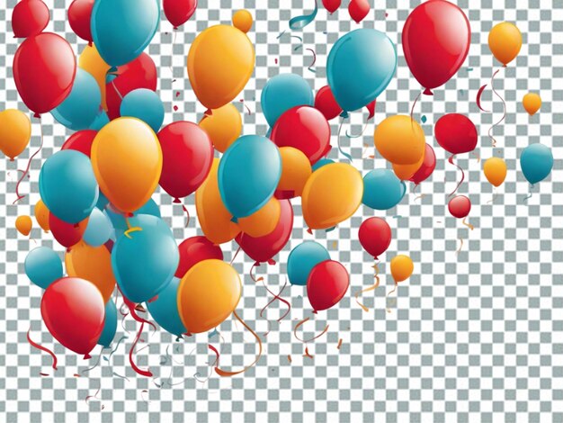 PSD ecorative multicolored balloons happy birthday card on transparent background