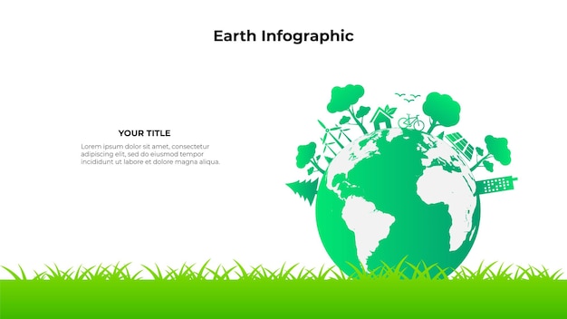 Ecosystem green city on the world infographic Ecology sustainable development friendly concept
