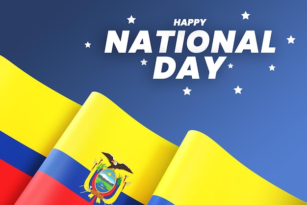 PSD エクアドルの旗のデザイン国家独立記念日バナー編集可能なテキストと背景