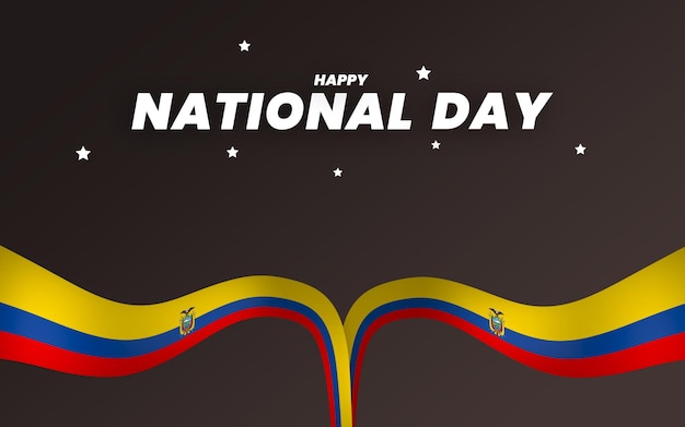 PSD ecuador flag element design national independence day banner ribbon psd