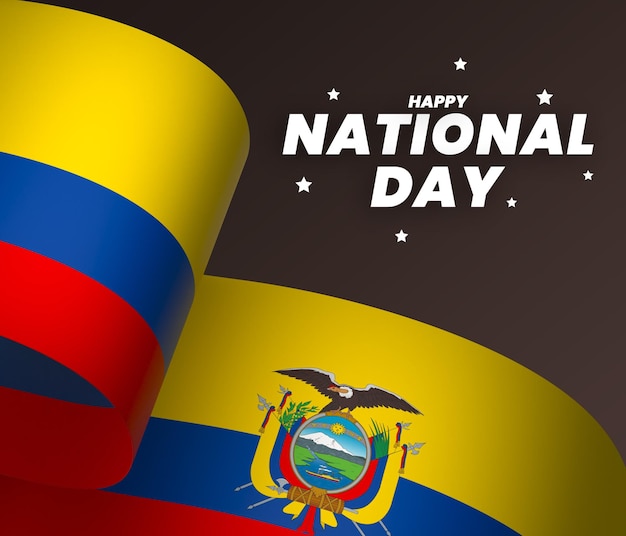 Elemento della bandiera dell'ecuador design nastro banner per la festa dell'indipendenza nazionale psd